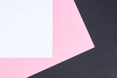 简单的现代白色粉红色和黑色抽象背景与复制空间