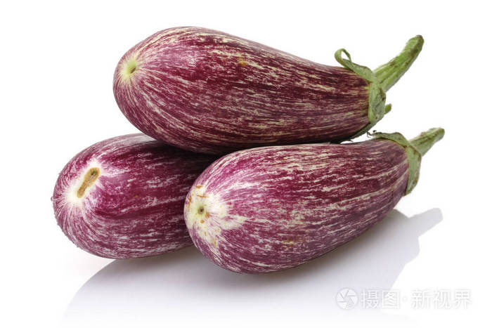白底紫茄或茄子蔬菜