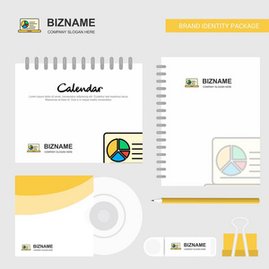 介绍笔记本电脑标志日历模板CD封面日记和USB品牌固定包装设计矢量模板