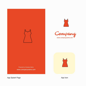 女裙公司标志应用图标和飞溅页面设计。创意商业应用程序设计