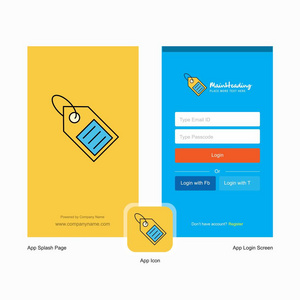 公司销售标签飞溅屏幕和登录页面设计与标志模板。 移动在线业务模板