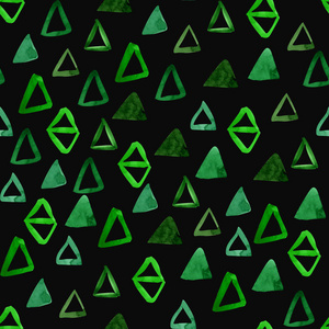 水彩绿色抽象三角形无缝图案