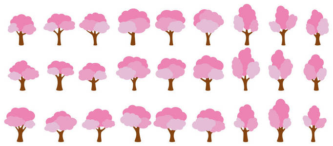 卡通花园粉红色的树