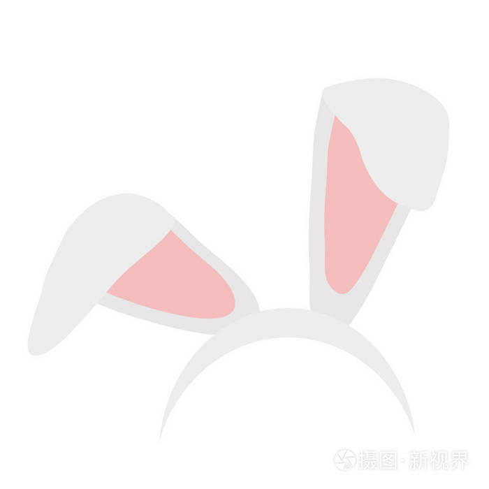复活节兔子耳朵面具手绘矢量插图. 兔耳弹簧帽设置在白色背景上.