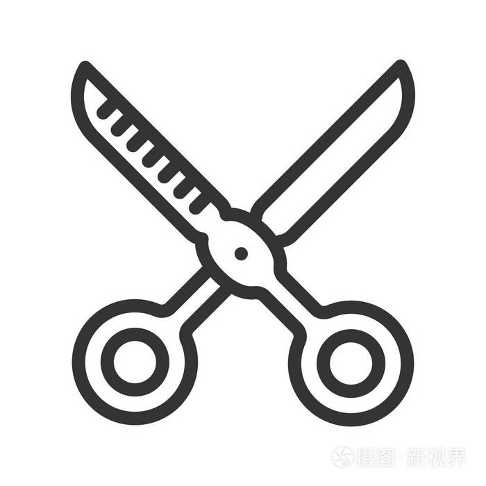 理发师剪刀最小颜色平线笔画图标象形文字