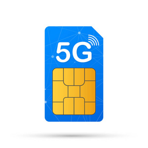 5g Sim 卡. 移动通信技术符号。向量例证