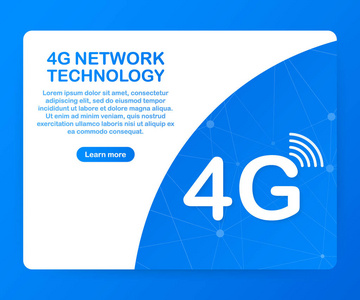 4g 网络技术。无线移动通信服务理念。营销网站登陆模板。向量例证