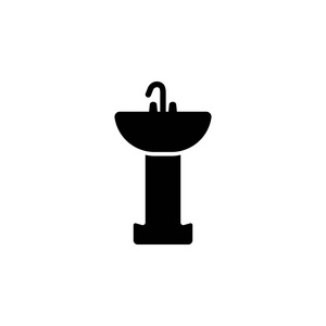 水槽在浴室图标里。 浴室和桑拿元素图标。 优质平面设计。 标志轮廓符号收集图标网站，网页设计，移动应用，信息图形，白色背景