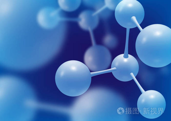 接近远原子的图像用分子模型科学或医学背景绘制三维图