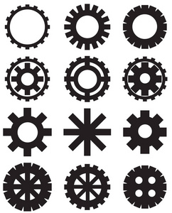 多种形状的矢量插图齿轮，裁剪单元设计