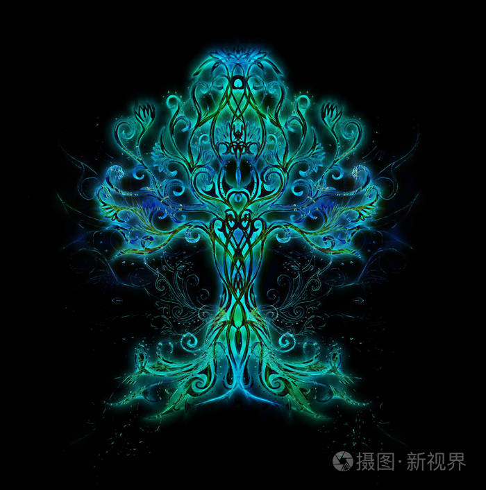 生命之树符号在结构的装饰背景 生命的花样式
