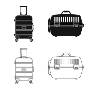 手提箱和行李标志的矢量插图。收集手提箱和旅行股票符号的网站