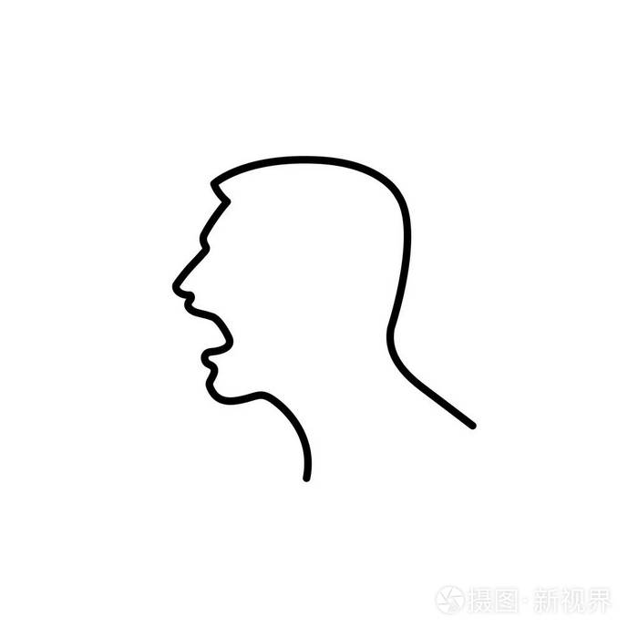 由尖叫的人的线条绘制的轮廓. 在侧写中大喊大叫.