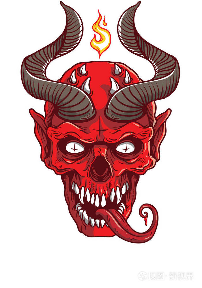 恶魔魔鬼骷髅红角地狱恐怖撒旦插图