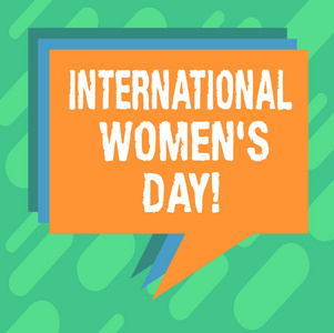 显示国际妇女 s 日的概念手写。商业照片展示国际庆祝妇女成就堆叠不同颜色的彩色包裹的文本气球