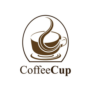 咖啡杯标志概念设计。 图形模板矢量