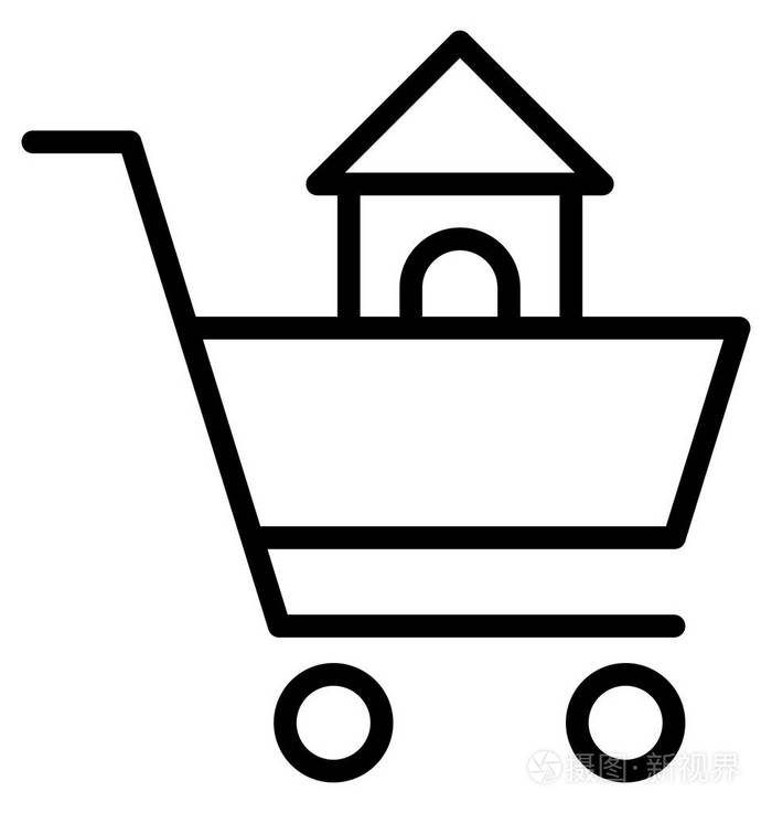 商店,房子里面的手推车隔离矢量图标,可以很容易地编辑或修改.