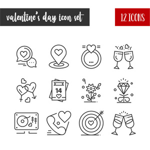 s Day Outline 12 icon set