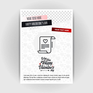 s Day Love Poster Template. Place for Images and text, vector il