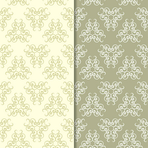 橄榄绿色花卉观赏背景。 纺织品和壁纸的无缝图案集