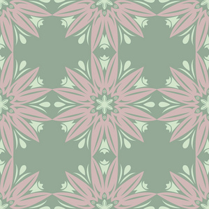 花卉无缝图案。 橄榄绿色背景，淡粉色花卉元素，用于壁纸纺织品和织物