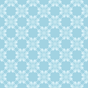 蓝色背景上的白色花卉图案。 纺织品和壁纸的无缝装饰