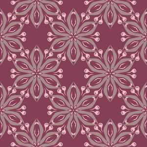无缝背景。 壁纸纺织品和织物的花紫红色图案