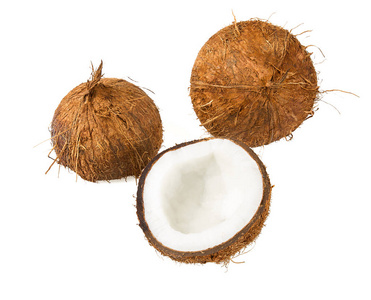 分离在白色上的椰子