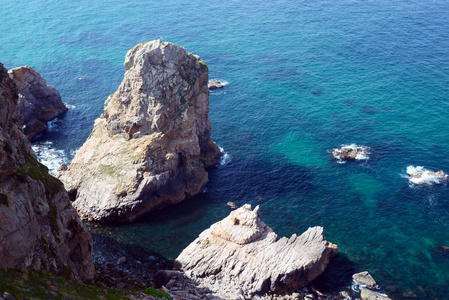 从欧洲大陆最西边的罗卡角葡萄牙到悬崖和海洋的美丽景色。