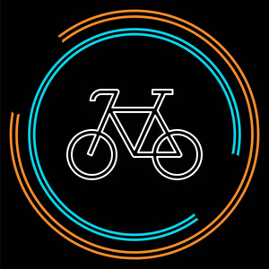 自行车图标矢量自行车插图运动符号。 细线象形文字轮廓笔画