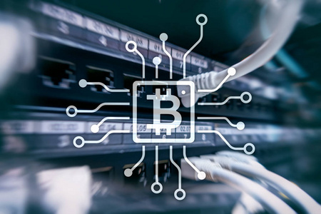 比特币, Blockchain 的概念在服务器室背景