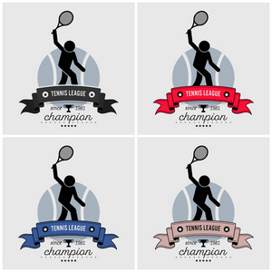网球联赛标志设计。 网球锦标赛和锦标赛的矢量艺术品。