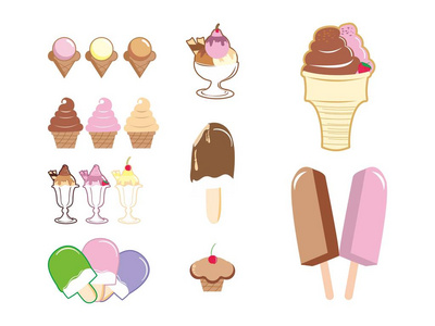 冰淇淋棒筒玻璃甜奶油图形