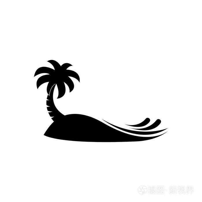 矢量椰子树沙滩logo设计模板.椰子树和窗户的插图.