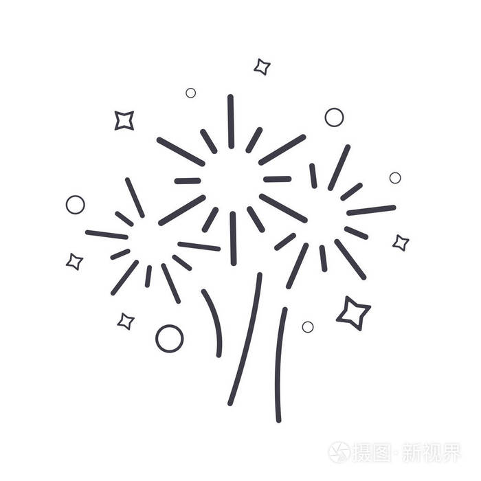 烟花线图标矢量符号插图