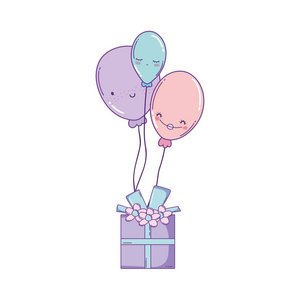 生日礼盒，气球，可爱的卡通片