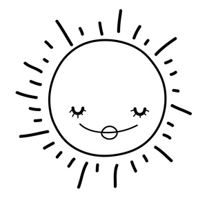 阳光微笑卡通孤立矢量插图平面设计