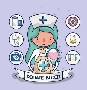 女护士献血锦旗卡通矢量平面设计