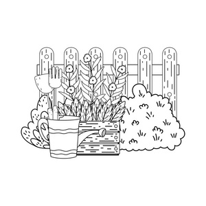 花匠淋浴喷头与树叶和花卉矢量插图