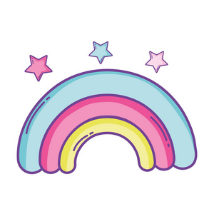 彩虹和星星可爱的卡通矢量图平面设计