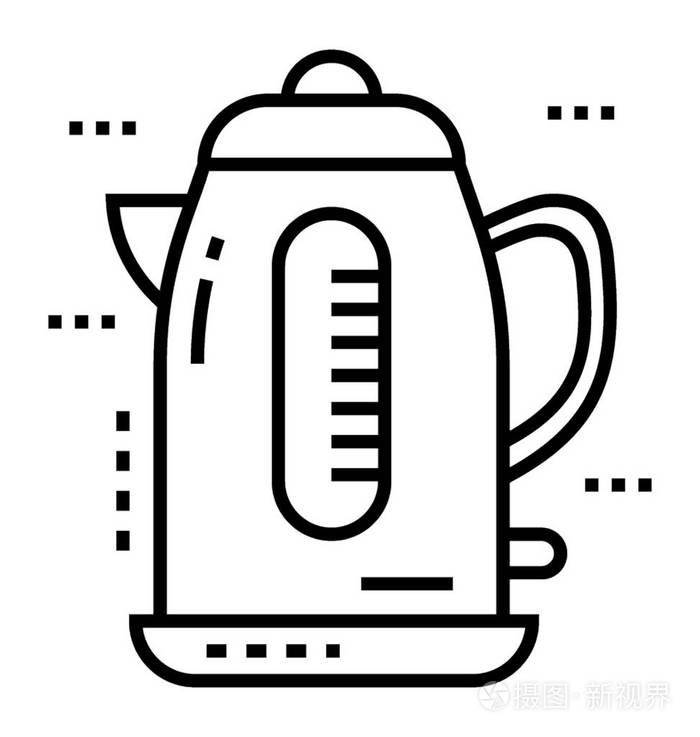 电热水壶线矢量图标