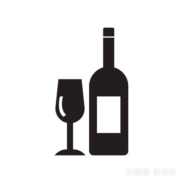 白色背景上的葡萄酒图标概念