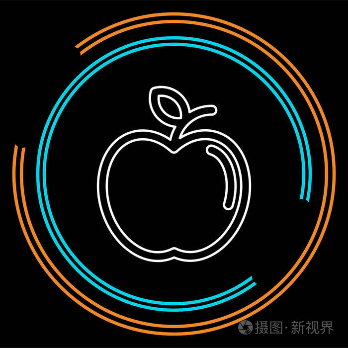 矢量苹果插图分离健康新鲜水果符号自然标志. 细线象形文字轮廓笔画