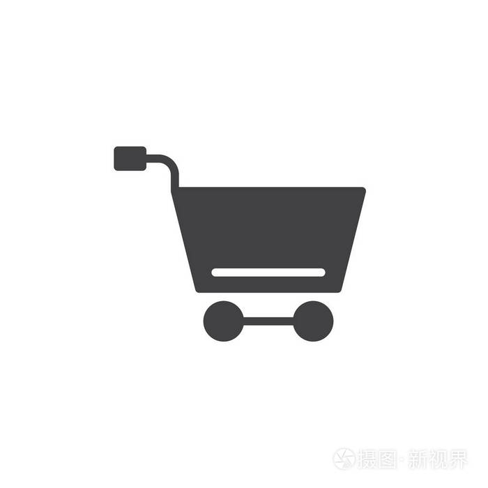 购物车图标矢量填充平面标志固体象形文字隔离在白色上符号标志插图