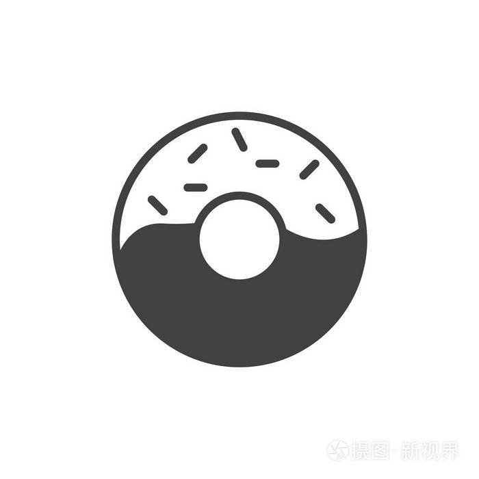 甜甜圈图标矢量填充平面标志固体象形文字隔离在白色上符号标志插图