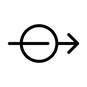 右箭穿过圆圈，简单的矢量插图