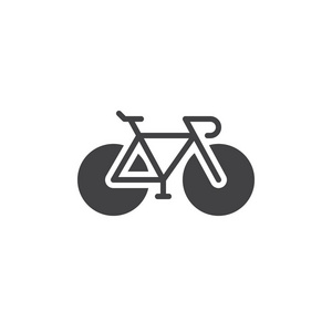 自行车图标矢量填充平面标志固体象形文字隔离在白色上。 自行车符号标志插图。 像素完美图形
