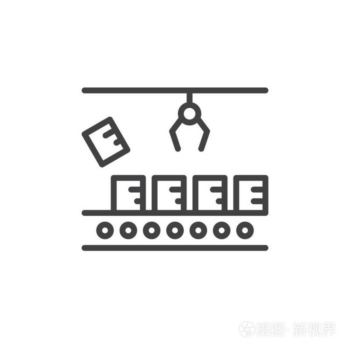 生产线图标轮廓矢量标志线性风格象形文字隔离在白色上.