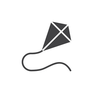 风筝图标矢量填充平面标志固体象形文字隔离在白色上。 符号标志插图。 像素完美图形