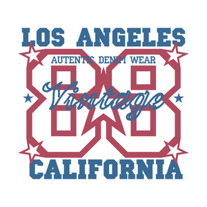 洛杉矶T恤加州平面运动标志设计平面印刷标签